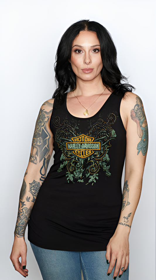 Harley-Davidson® Women's Motor Monolithic Tank Top | Rhinestone Embellished