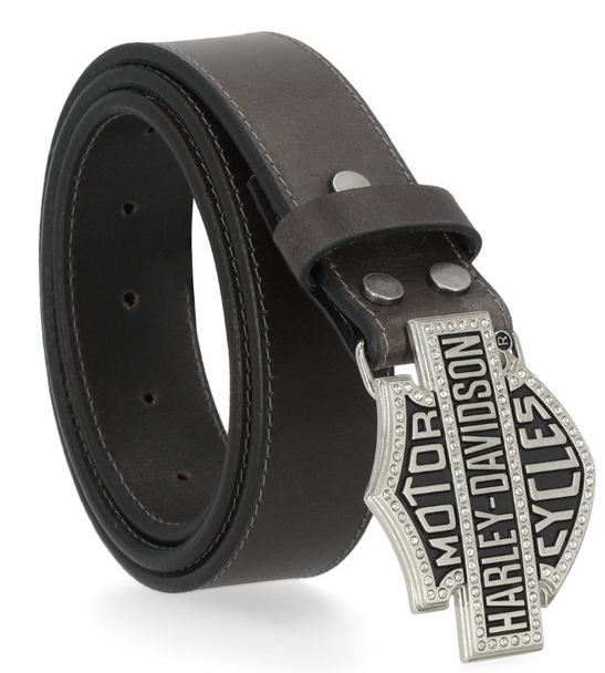 Women's Bar & Shield Rhinestone Buckle Belt