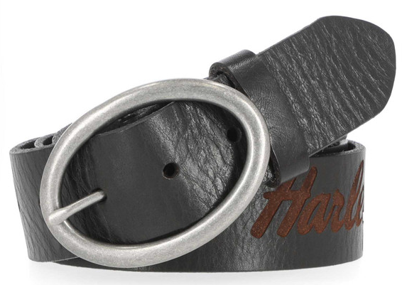 Women's Embossed H-D Turquoise Stone Leather Belt – Brown