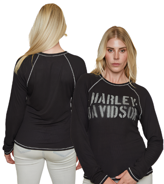 Harley-Davidson Women's Stencil Long Sleeve Scoop Neck Shirt