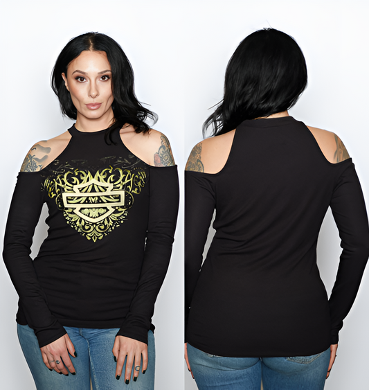 Harley-Davidson Women's Obsidian Wraith Ribbed Long Sleeve Shirt